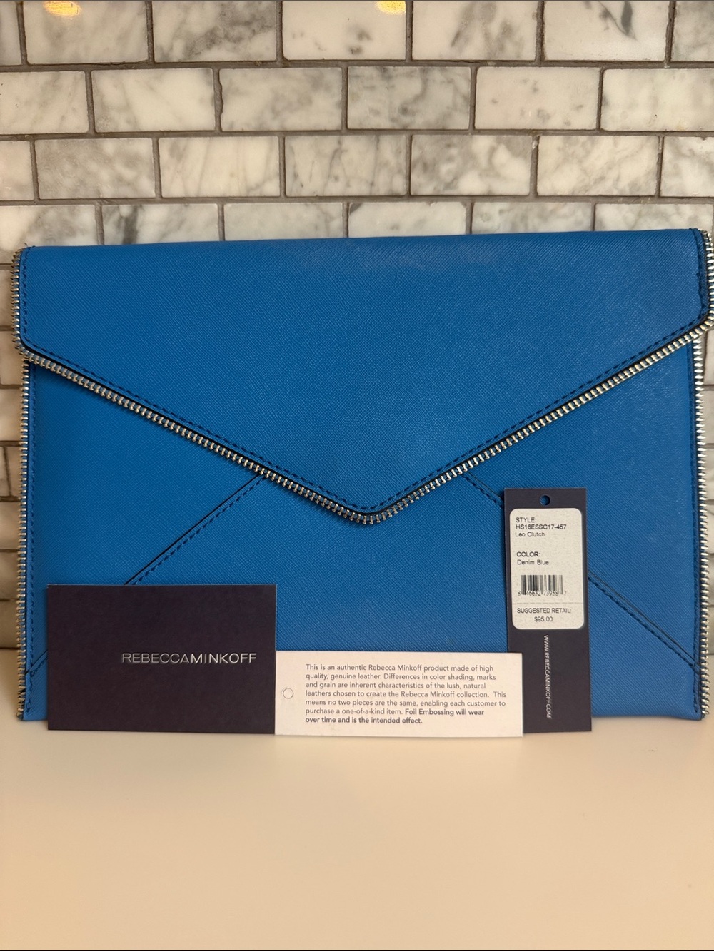 Rebecca Minkoff Denim Blue Envelope Clutch - like new with tags